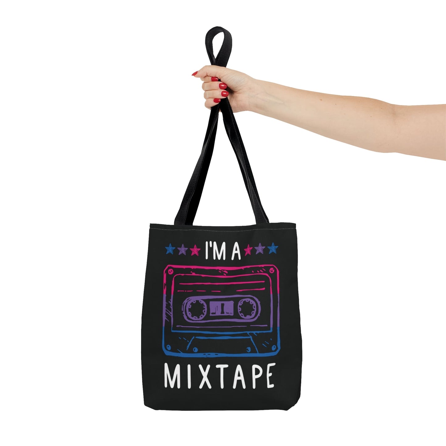 bisexual tote bag, mixtape bi pride bag, small
