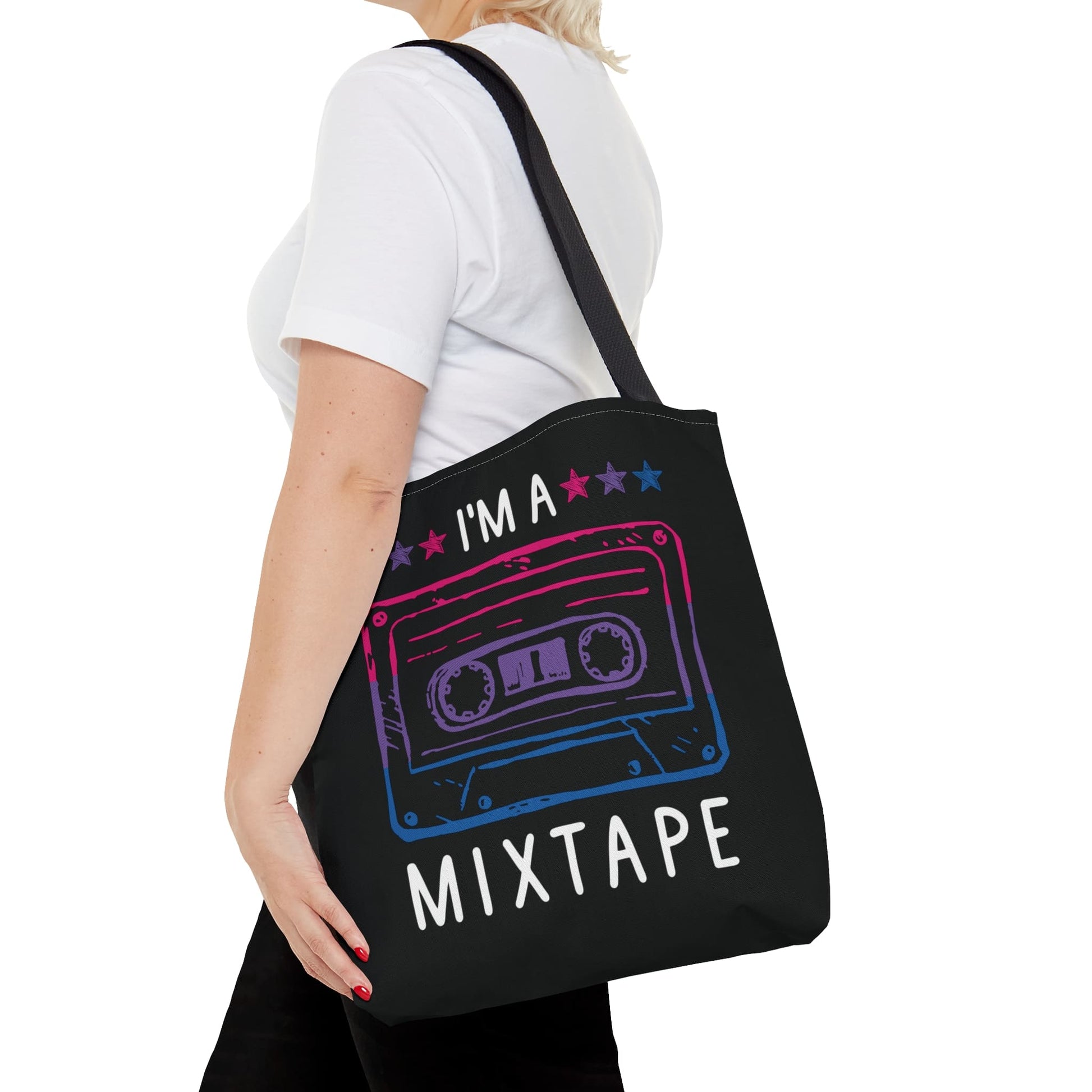 bisexual tote bag, mixtape bi pride bag, medium