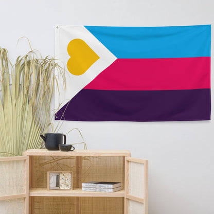 New polyamory flag wall tapestry, in use