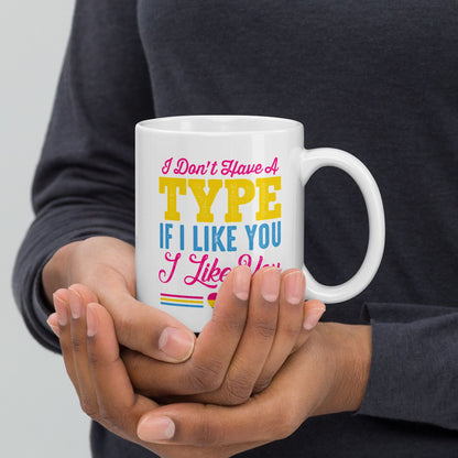 pansexual mug, funny pan pride coffee or tea cup on hands