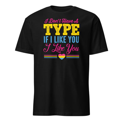 pansexual shirt, funny pan pride tee, black
