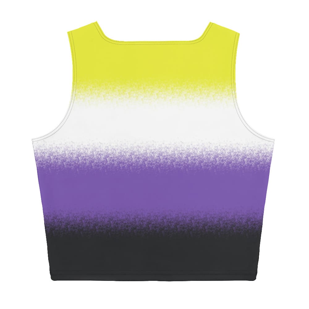 nonbinary crop top, enby pride tank, flatlay back