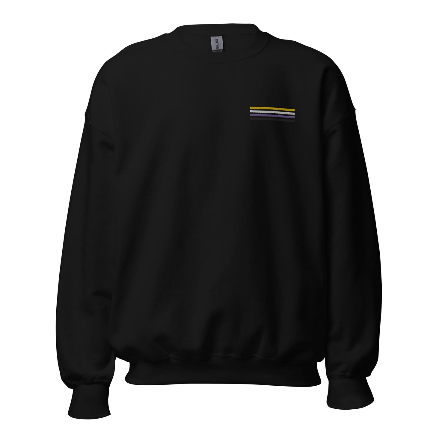 nonbinary sweatshirt, subtle enby pride embroidered pocket design sweater, hang
