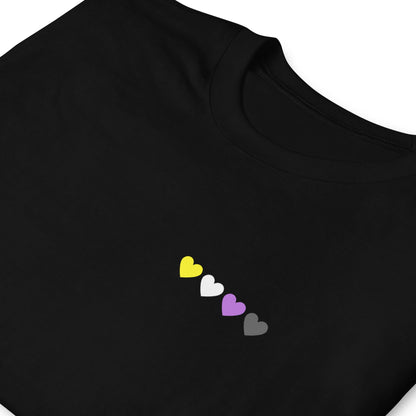 nonbinary shirt, subtle enby pride pocket design tee, zoom