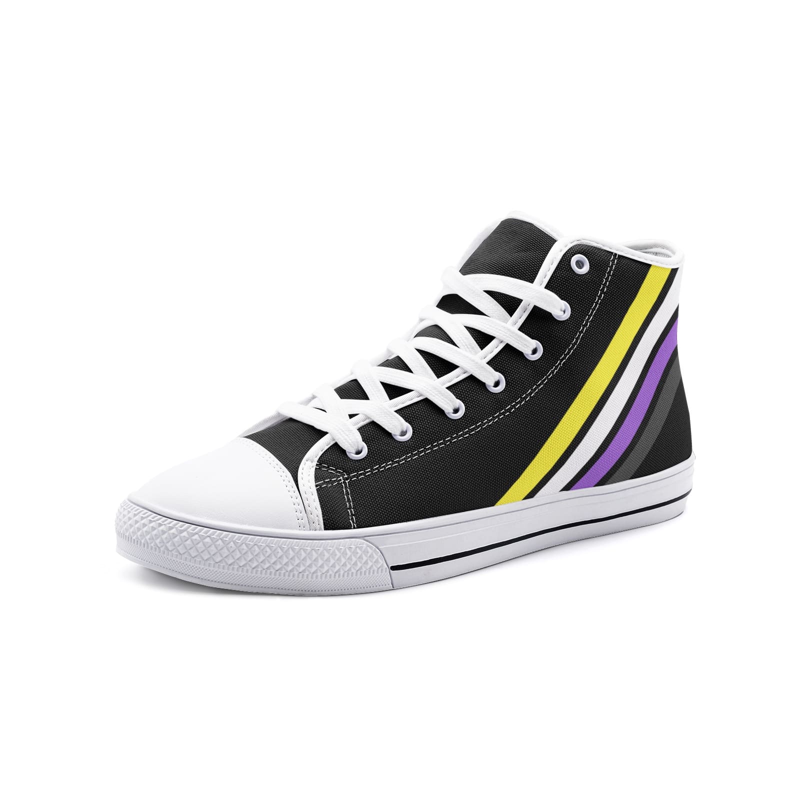 nonbinary shoes, subtle enby sneakers, white