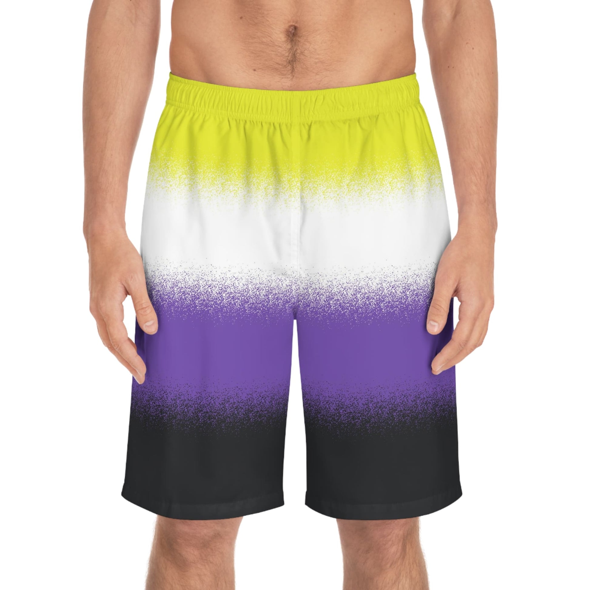 nonbinary swim shorts, front