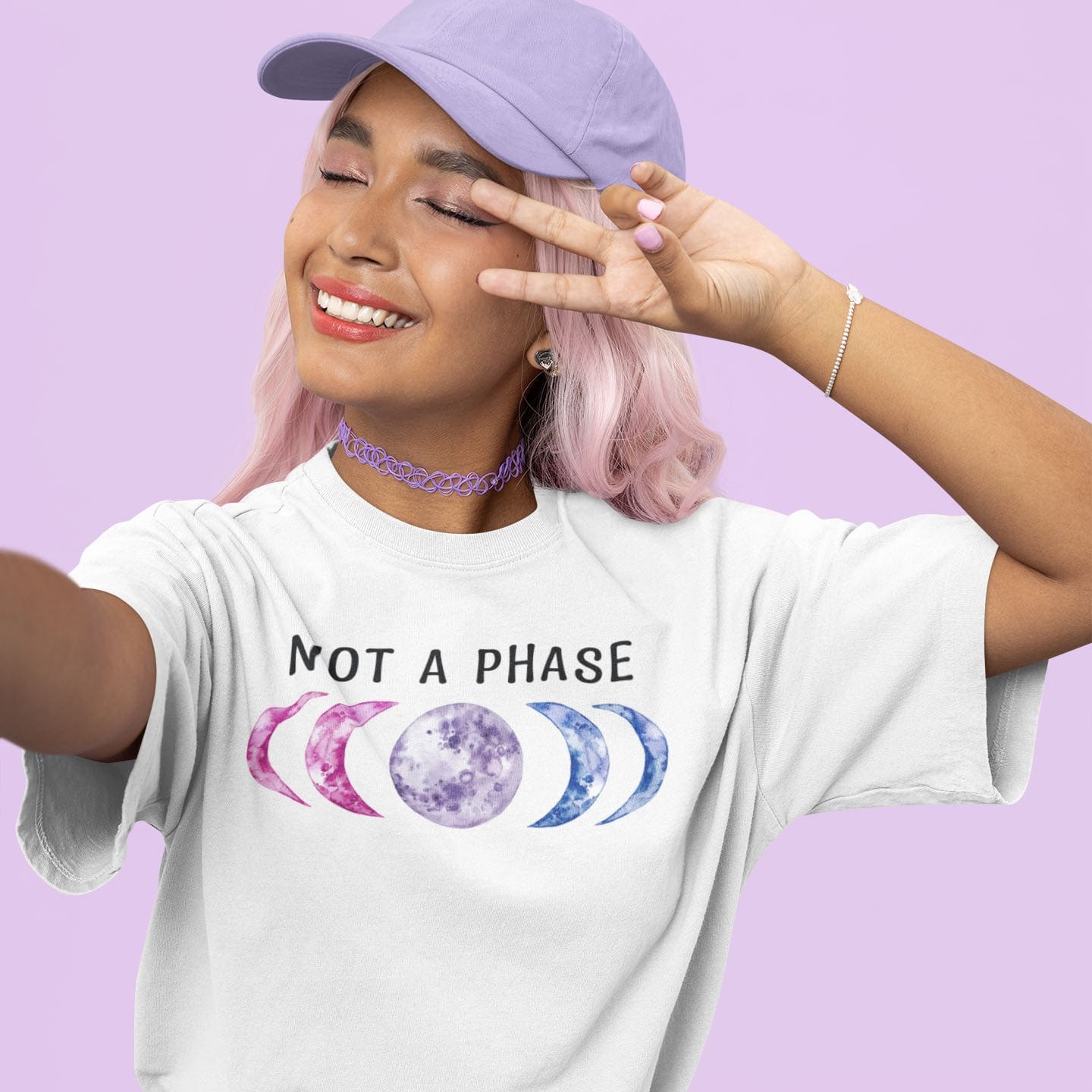 bisexual shirt, not a phase moon phases bi pride, in use