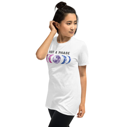 bisexual shirt, not a phase moon phases bi pride, model 2