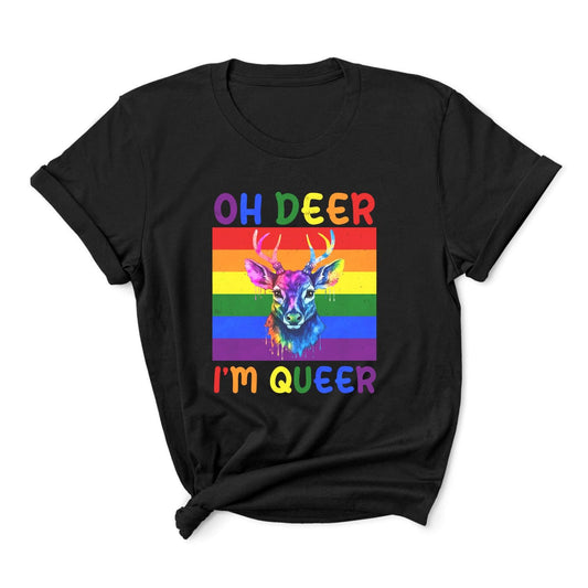 queer shirt, funny rainbow deer tee, main