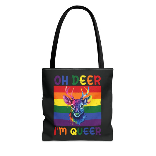 queer tote bag, funny rainbow deer bag
