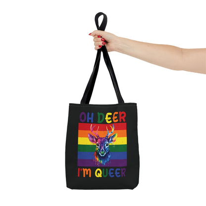 queer tote bag, funny rainbow deer bag, small