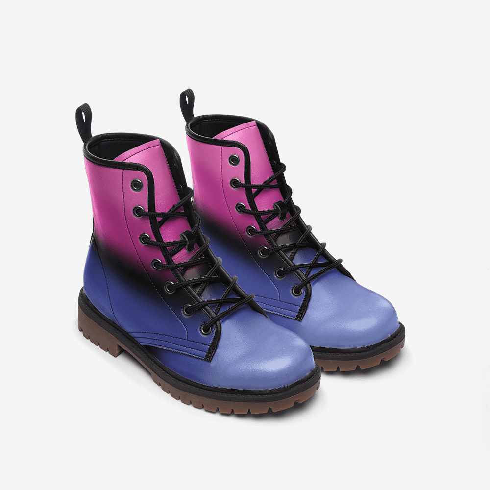 omnisexual shoes, omni pride combat boots, front