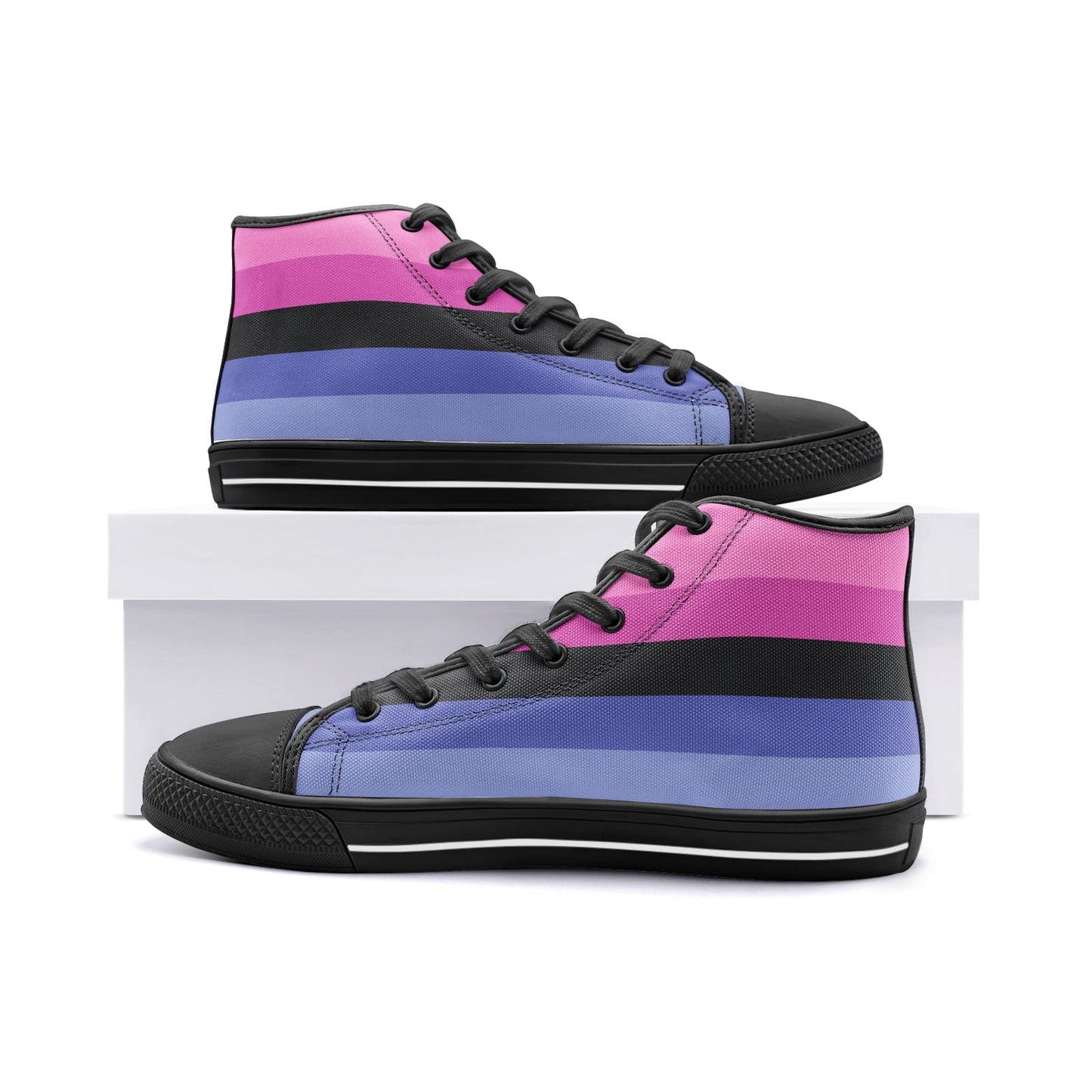 omnisexual shoes, omni pride flag sneakers, black