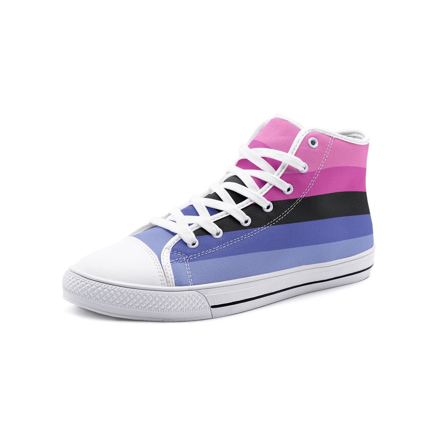 omnisexual shoes, omni pride flag sneakers, white