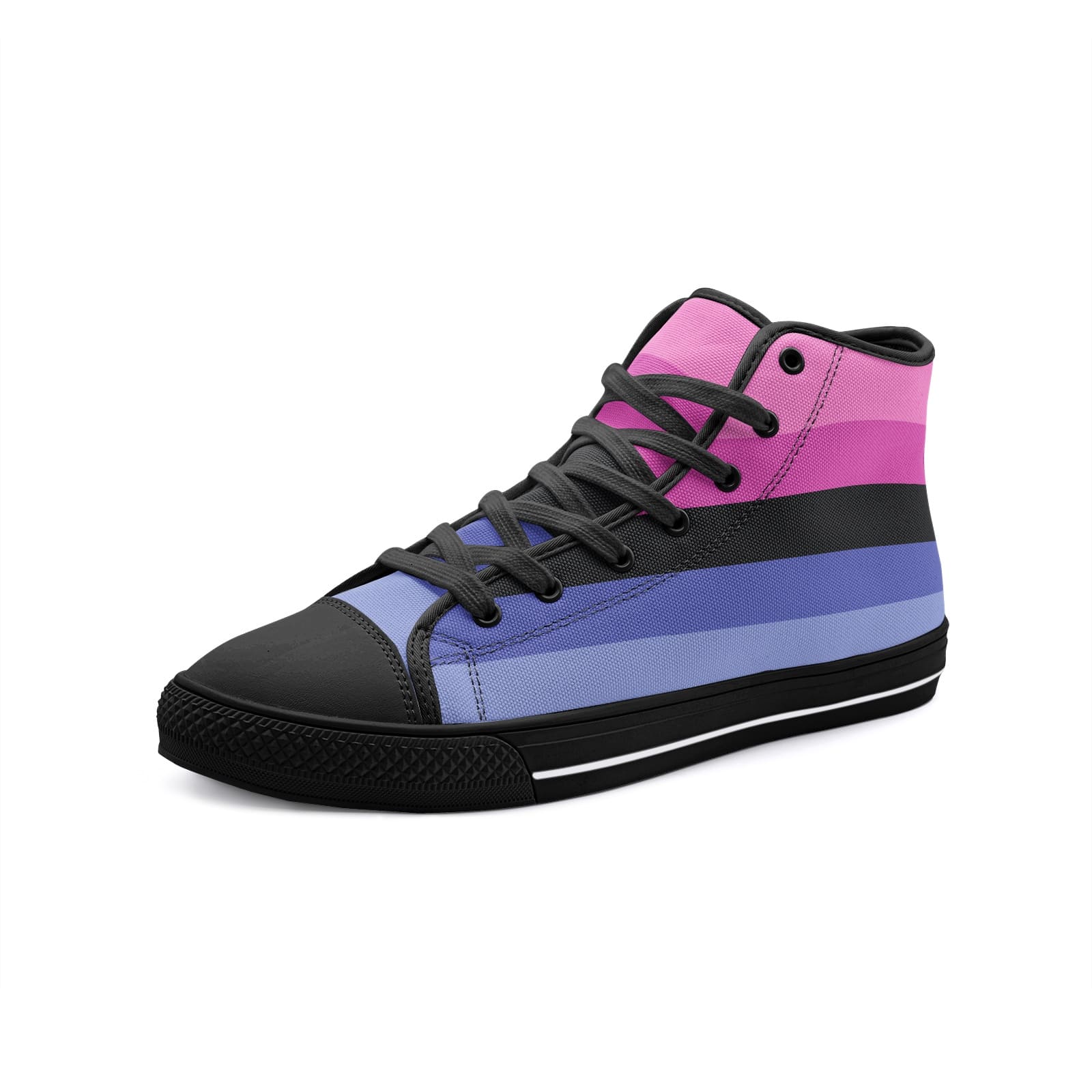 omnisexual shoes, omni pride flag sneakers, black