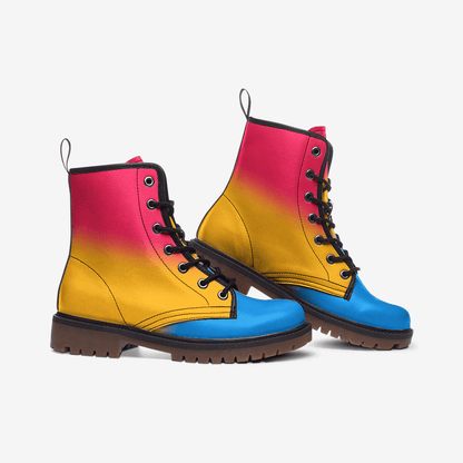 pansexual shoes, pan pride combat boots, side