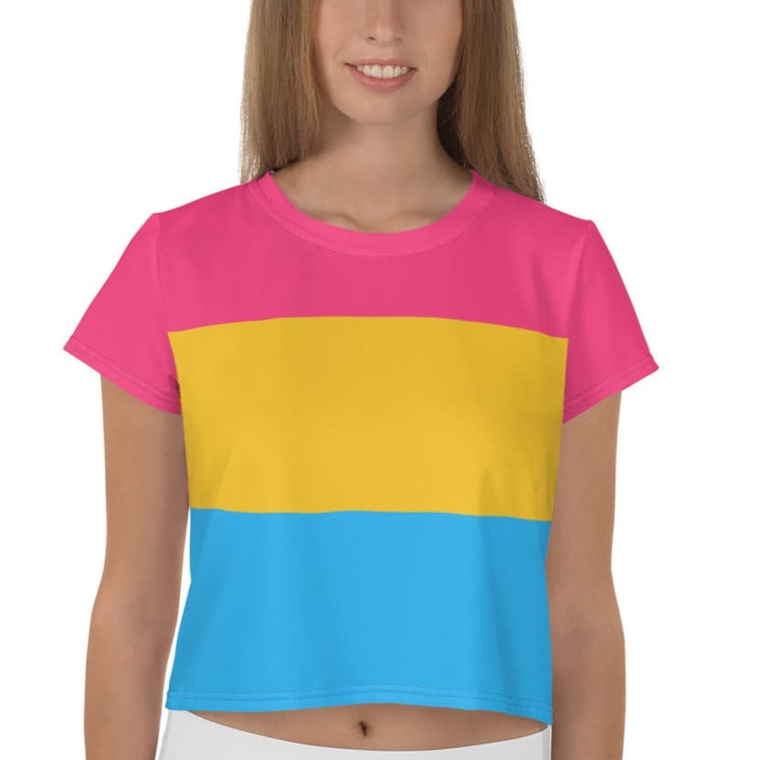 pansexual crop top, model 1 front