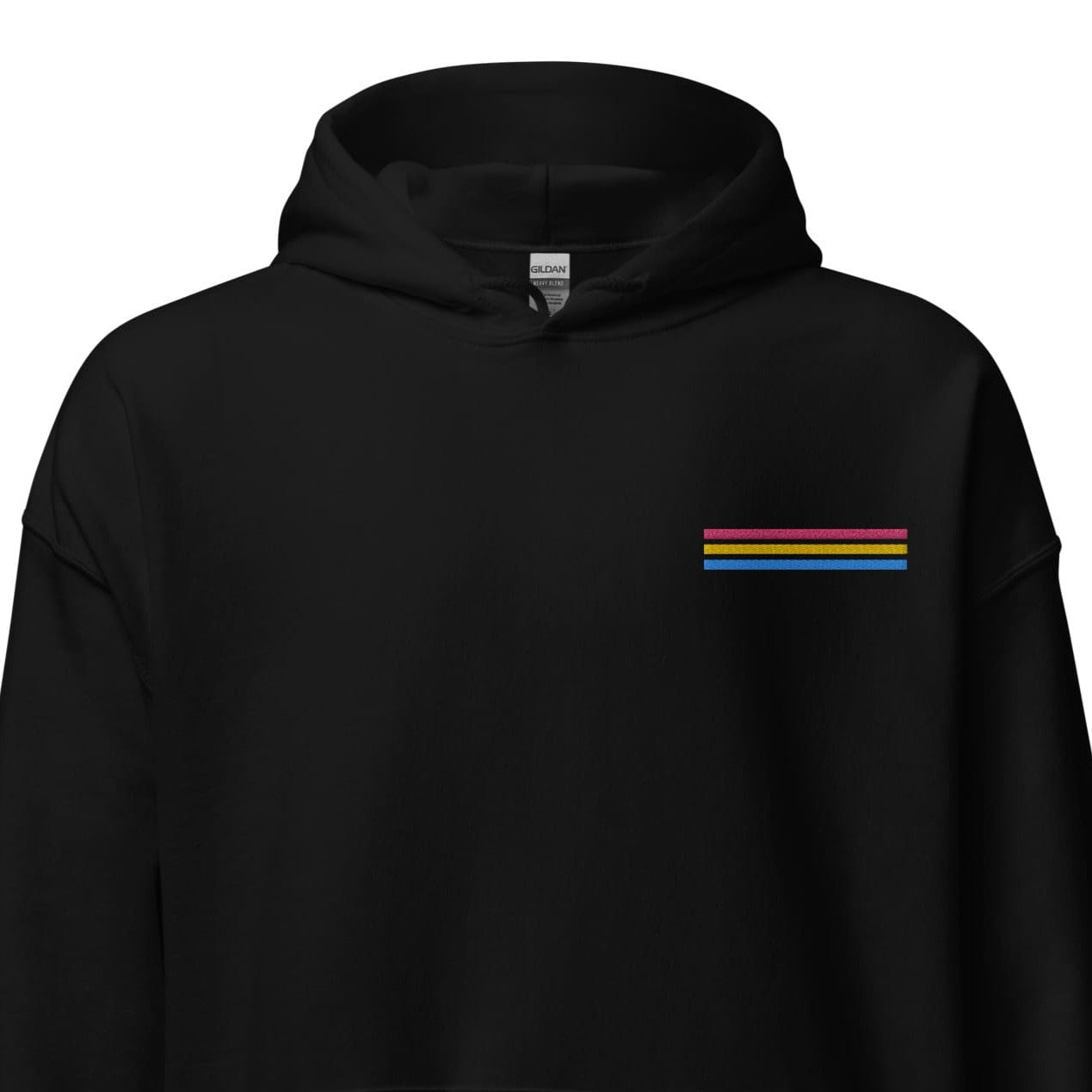pansexual hoodie, subtle pan pride flag embroidered pocket design hooded sweatshirt, main