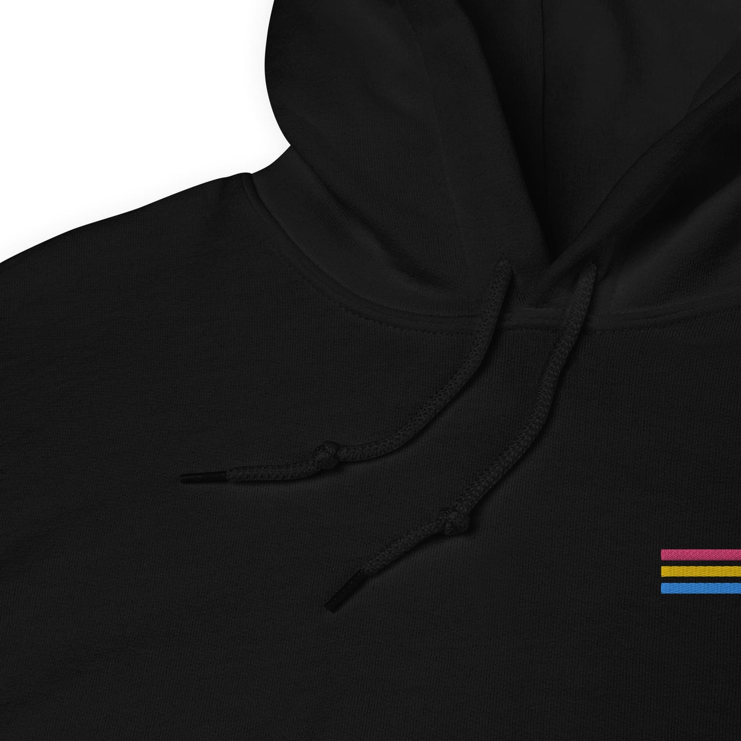 pansexual hoodie, subtle pan pride flag embroidered pocket design hooded sweatshirt, strings
