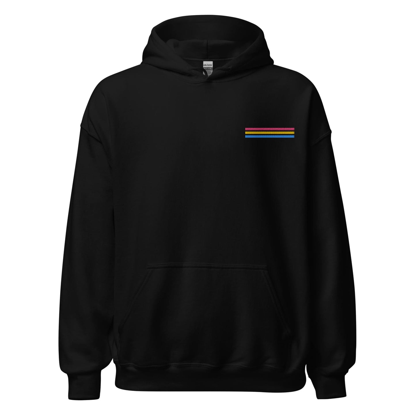 pansexual hoodie, subtle pan pride flag embroidered pocket design hooded sweatshirt, hang