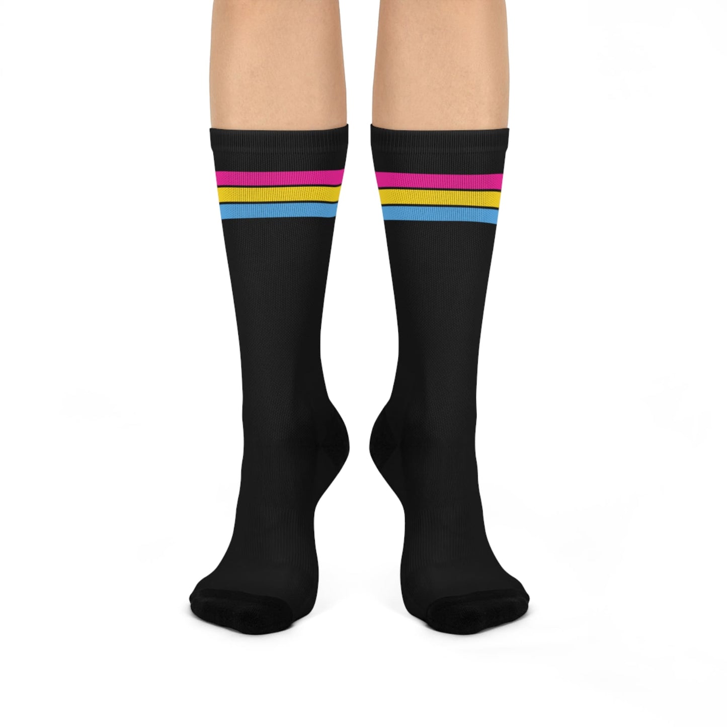 pansexual socks, pan pride flag, front
