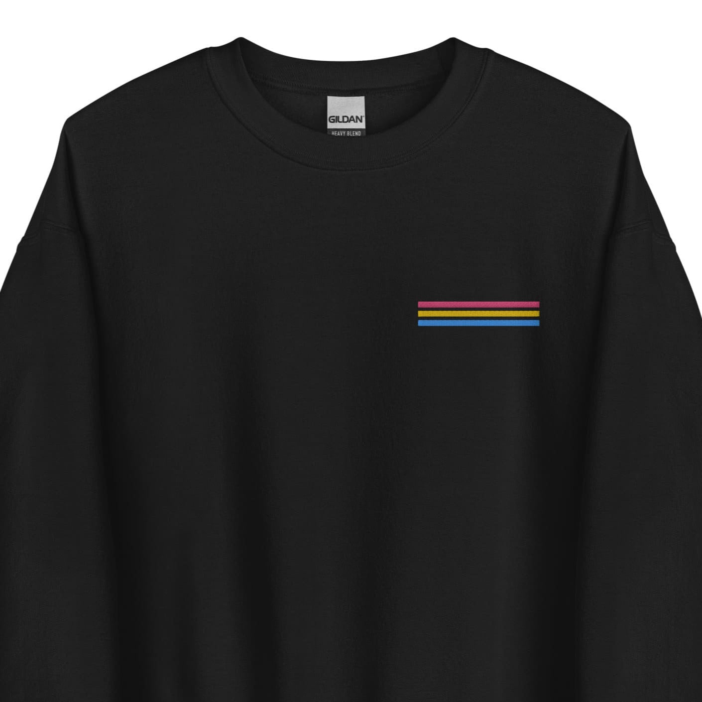 pansexual sweatshirt, subtle pan pride flag embroidered pocket design sweater, main