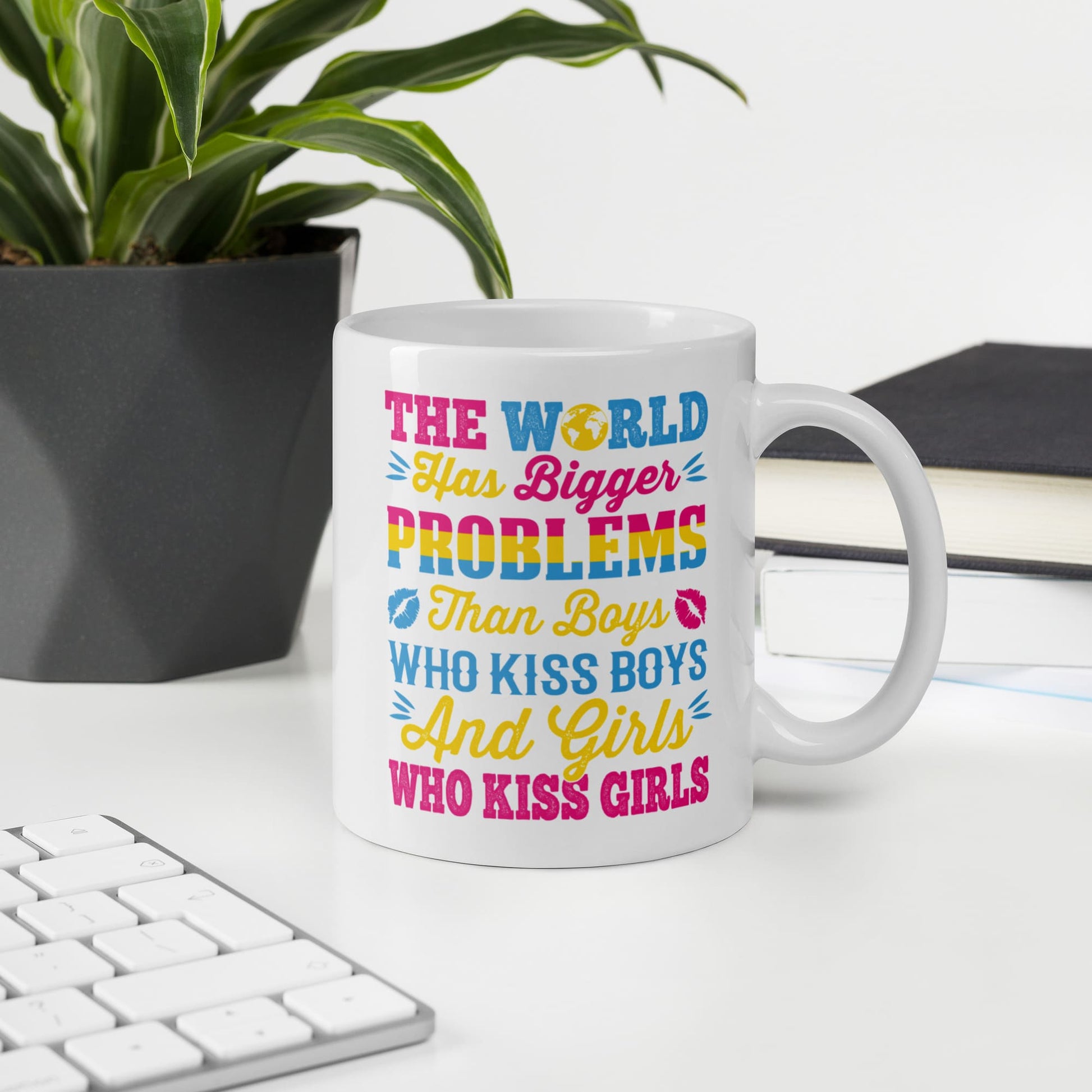 pansexual mug, statement pan pride coffee or tea cup on desk