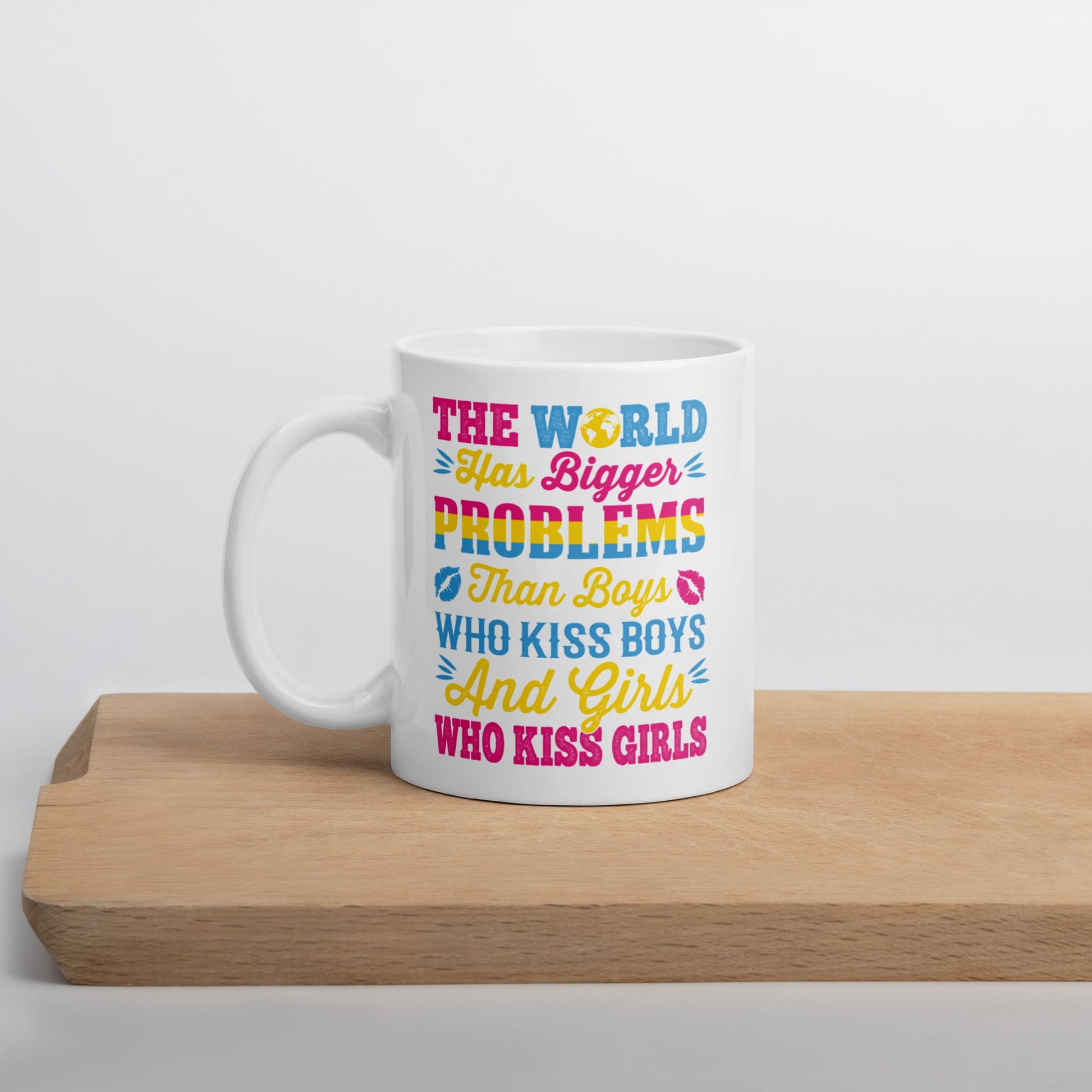 pansexual mug, statement pan pride coffee or tea cup on table