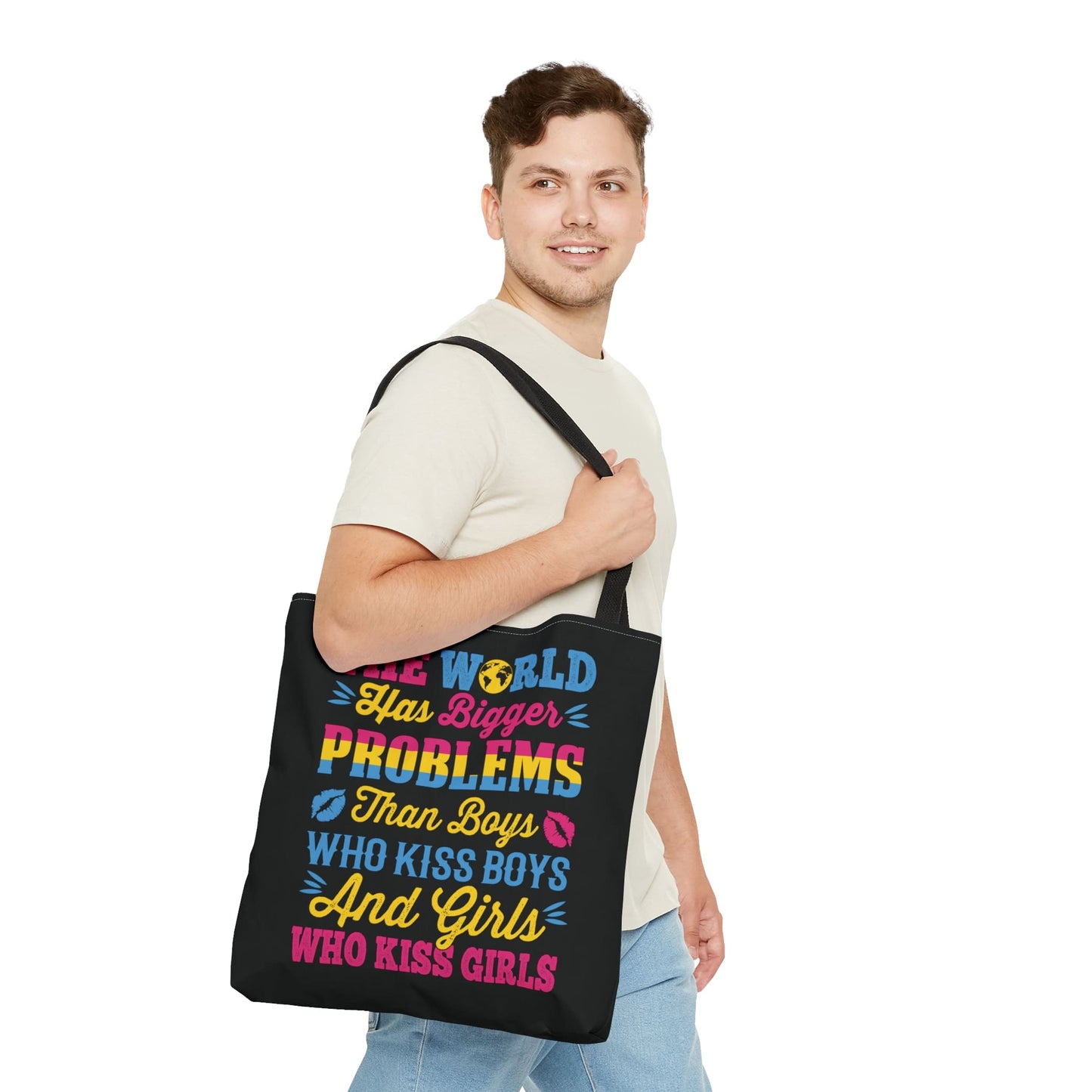 pansexual tote bag, statement pan pride bag, large
