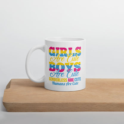 pansexual mug, funny pan pride coffee or tea cup on table