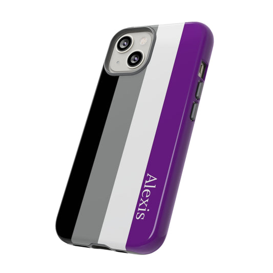 custom asexual flag phone case, tilt