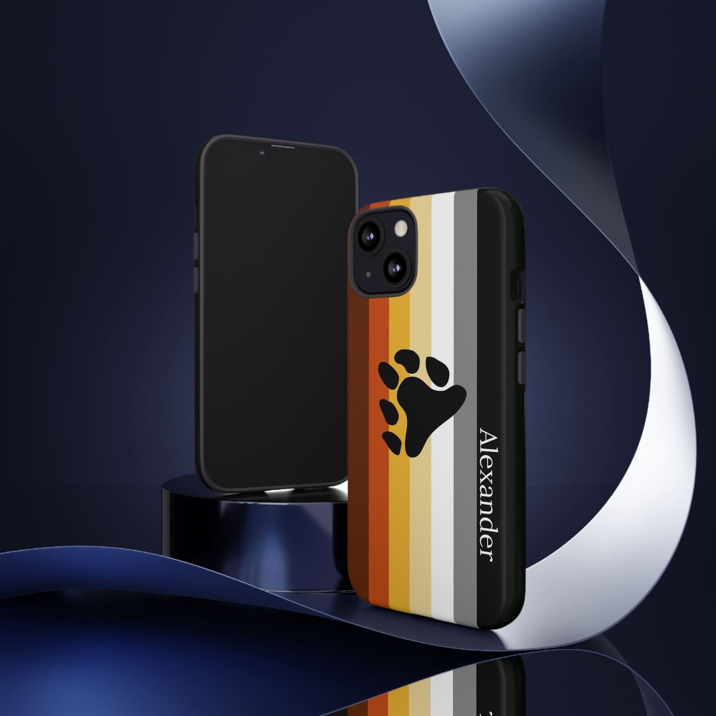 personalised bear pride flag phone case, tilt