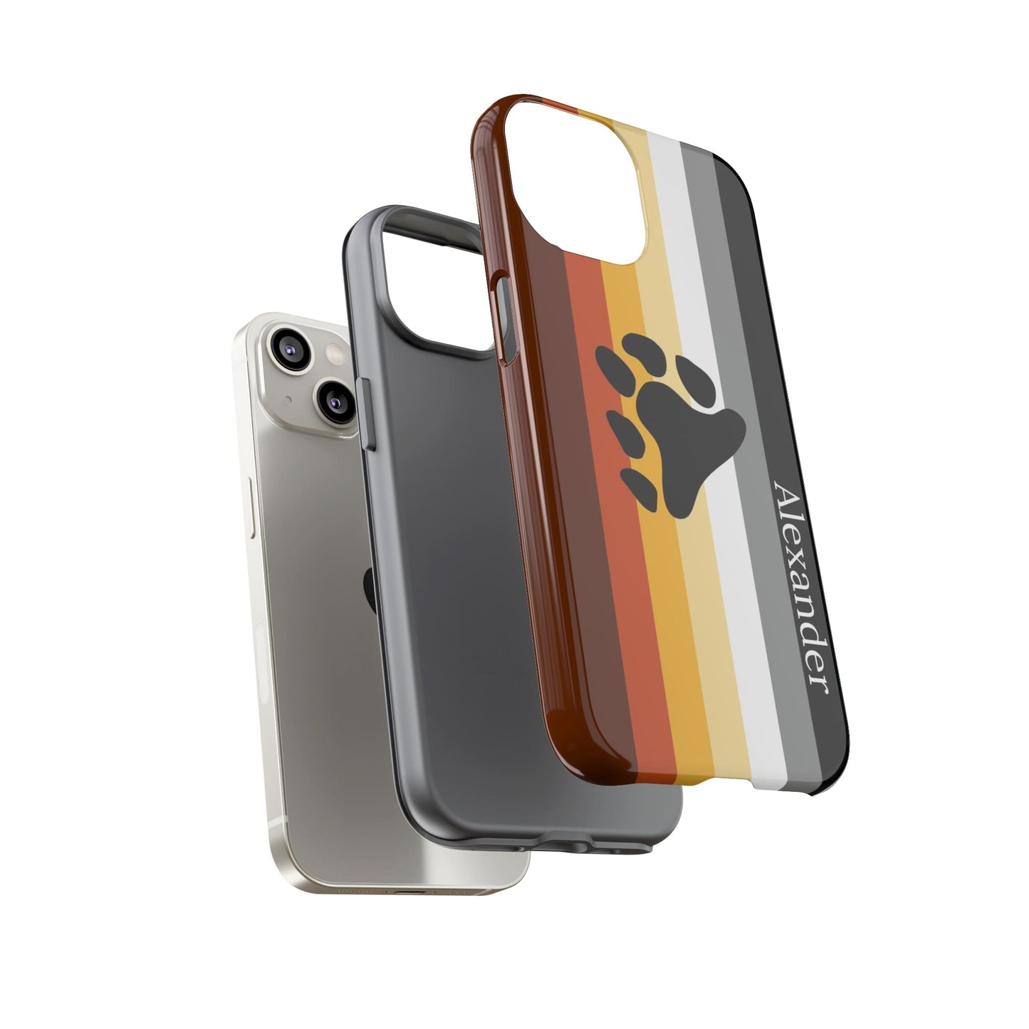 personalised bear pride flag phone case, layers