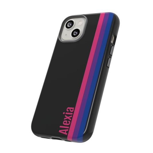 bisexual phone case, customize with name, bi pride tough case, tilt