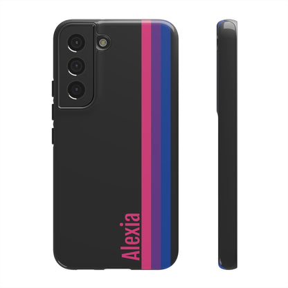 bisexual phone case, customize with name, bi pride tough case, front