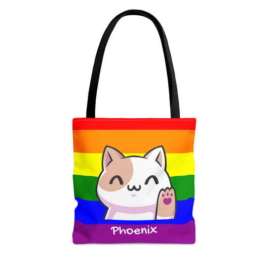 custom LGBT rainbow pride tote bag, front