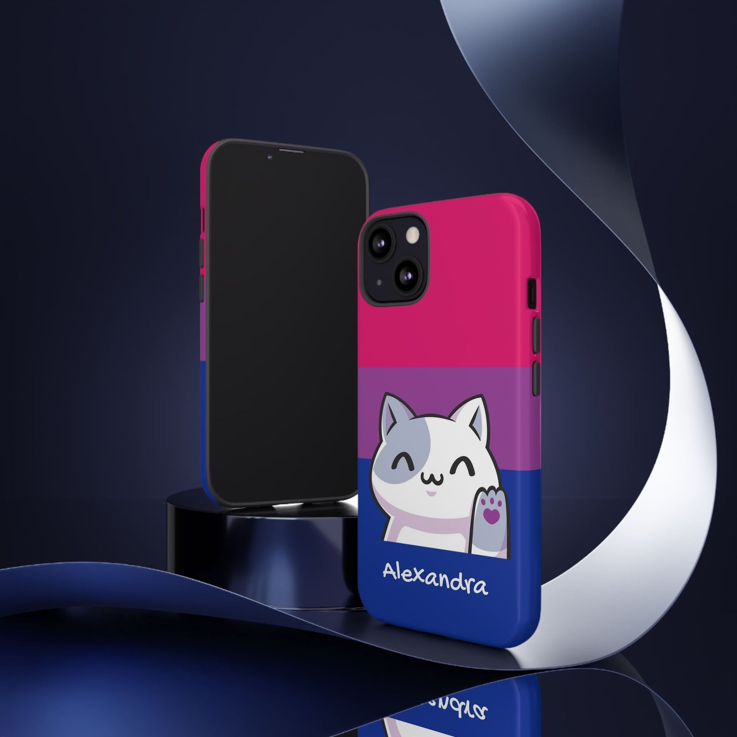 personalised bisexual phone case kawaii cat, tilt
