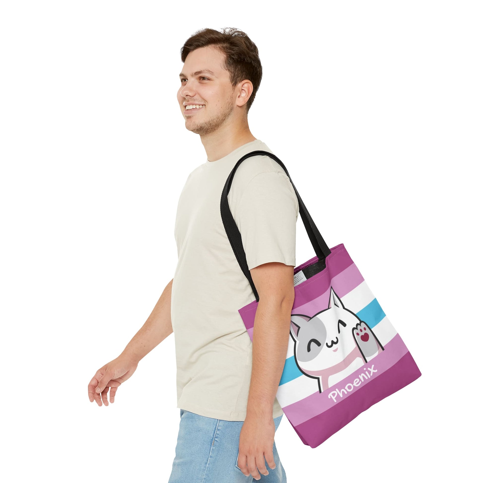 femboy tote bag, custom cute cat bag, middle