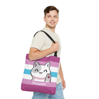 femboy tote bag, custom cute cat bag, large