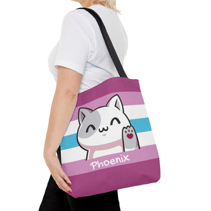 femboy tote bag, custom cute cat bag, middle