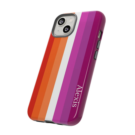 custom lesbian sunset flag phone case, tilt