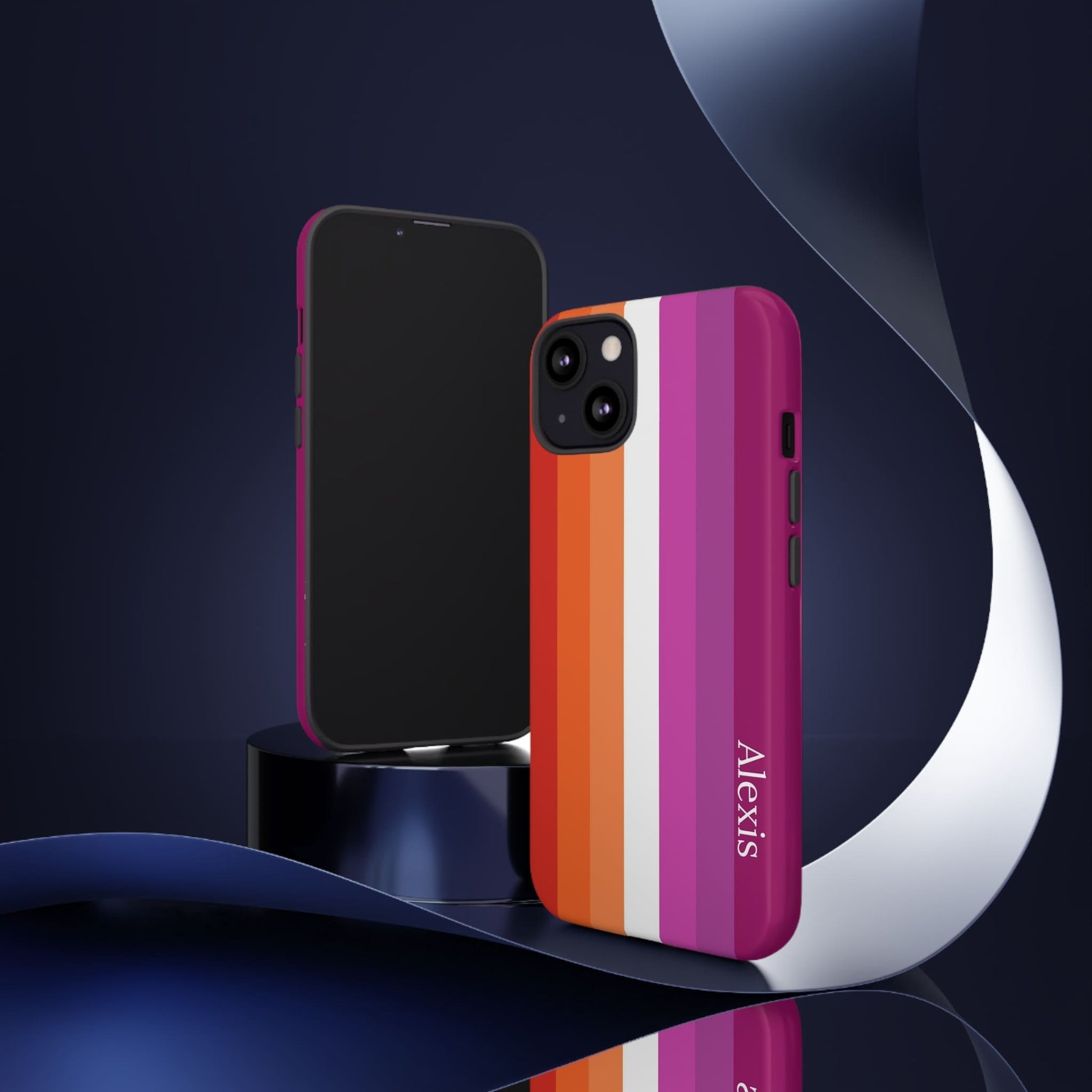 lesbian sunset flag phone case, tilt