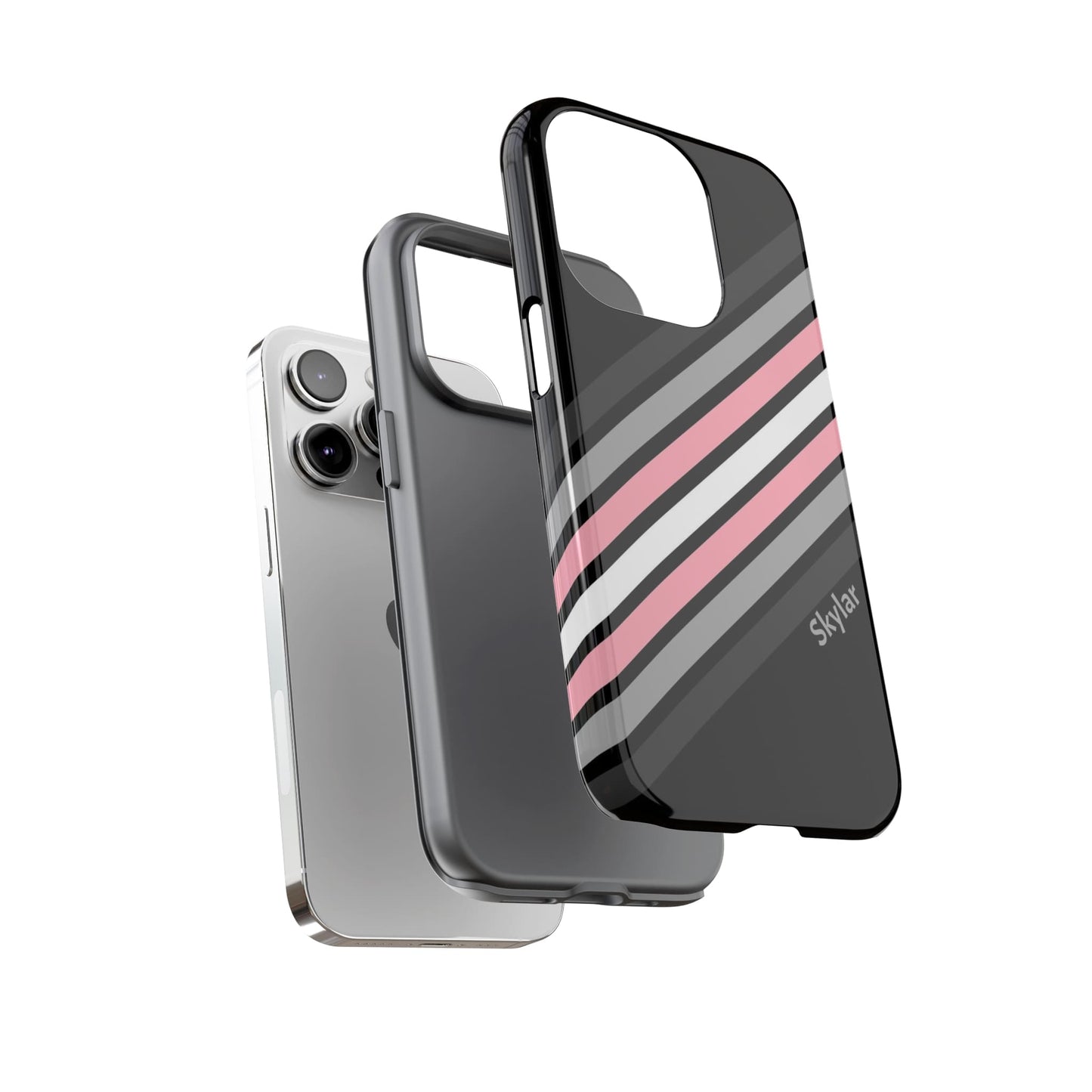 personalised demigirl phone case, subtle demigender pride, layers