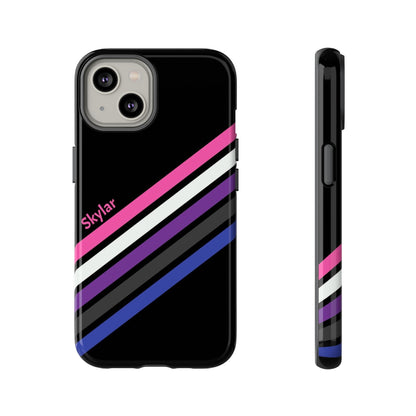 genderfluid phone case personalized, front
