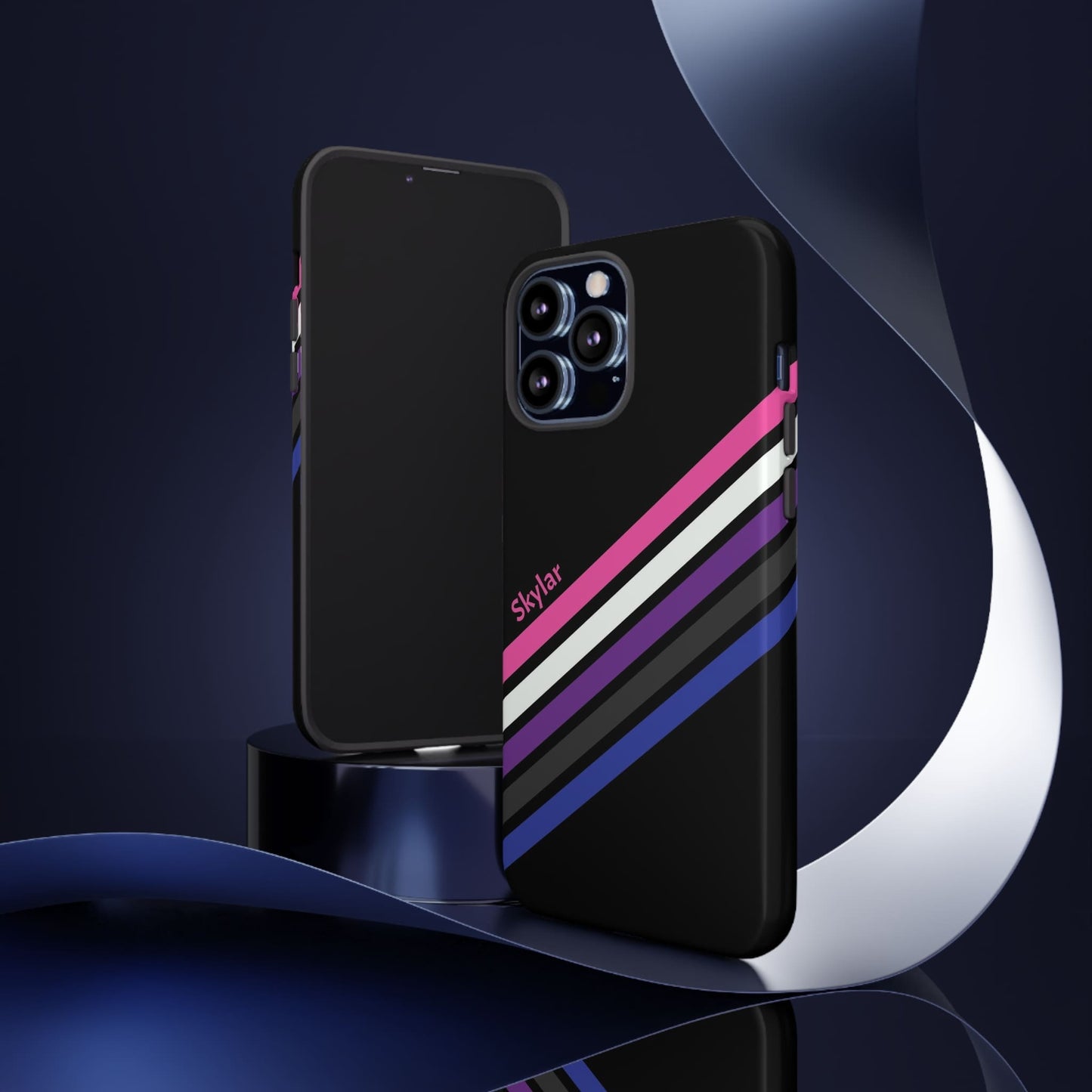 personalised genderfluid phone case, tilt