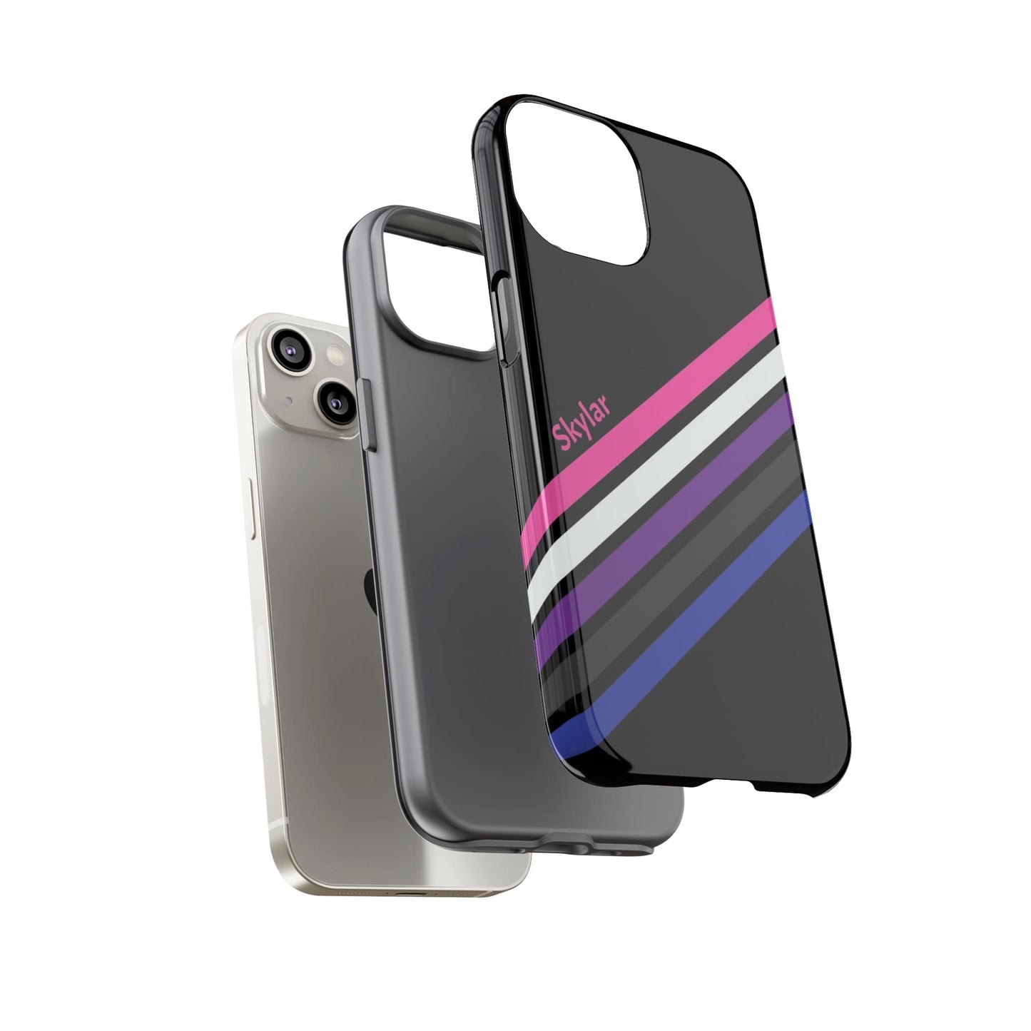 personalised genderfluid phone case, layers