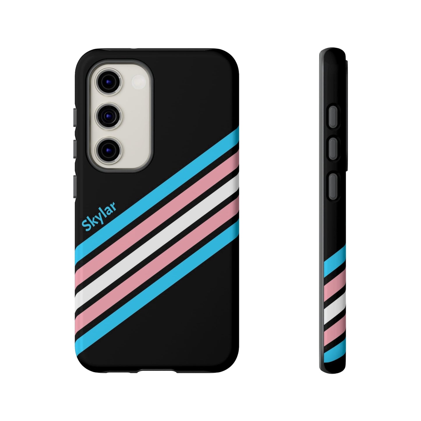 personalised transgender phone case, subtle trans pride, front