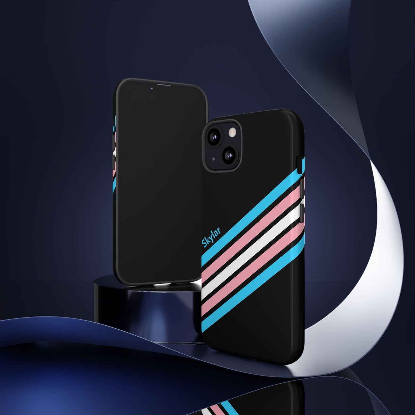 personalised transgender phone case, subtle trans pride, tilt