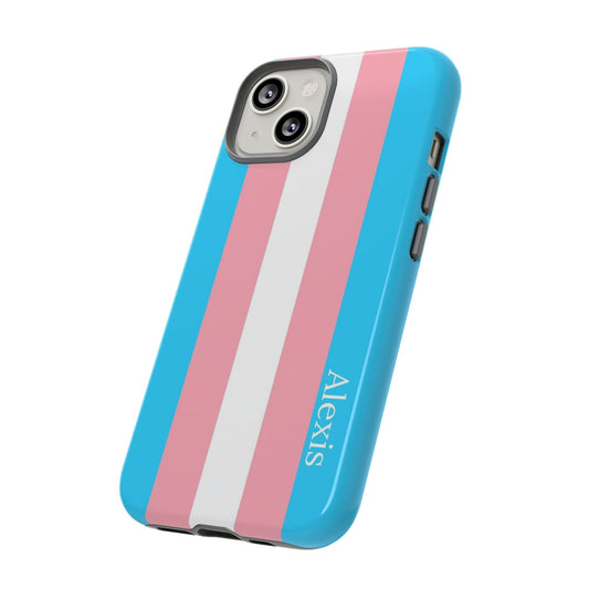 custom transgender flag phone case, tilt