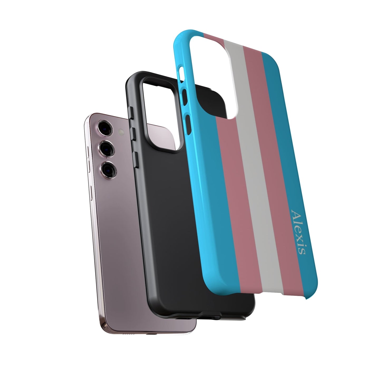 personalised transgender flag phone case, layers
